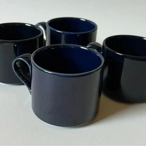 Vintage Dansk Bistro Bisserup Blue Flat Mugs Set of 4